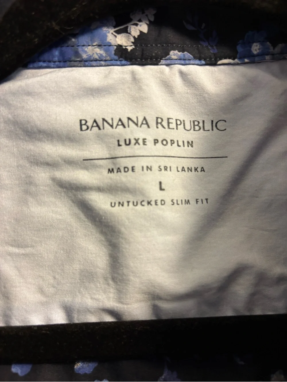 Banana Republic untucked slim luxe poplin blue Shirt with Floral design
